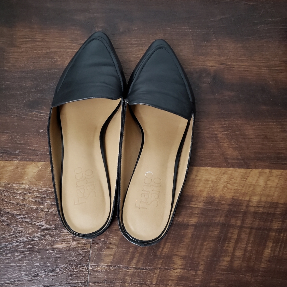 Franco Sarto black leather mule slip ons s…